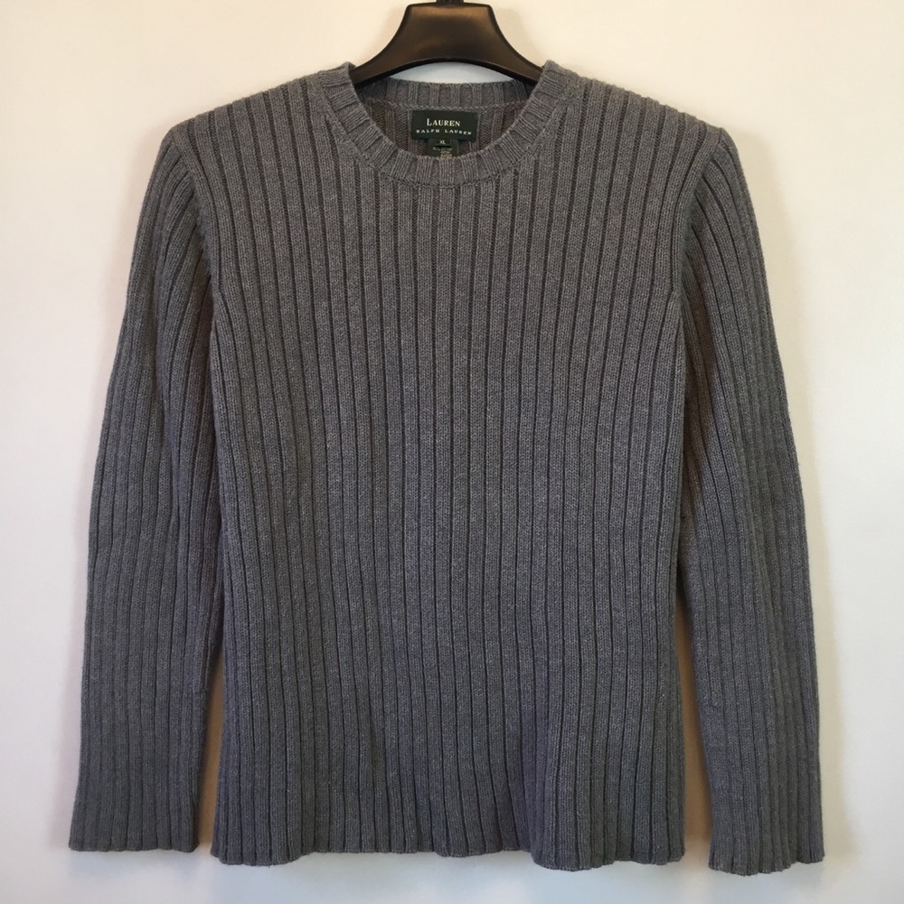 Lauren Ralph Lauren Sweater Gray XL Ribbed Knit